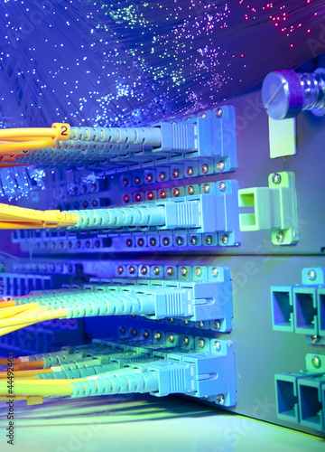 Photo: Data transfer by optical fibre information technology. Data transfer by optical fibre information technology.