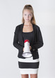 Young adult female holding a bullhorn