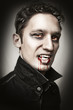 man with vampire style bangs, blood