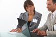 Young business professionals working on a project together