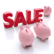 Sparschweine mit dem Wort "Sale"
