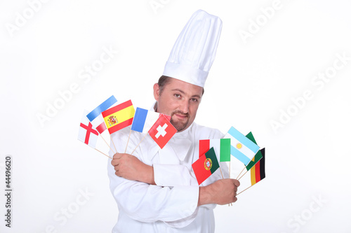 Photo: Chef holding flags Chef holding flags