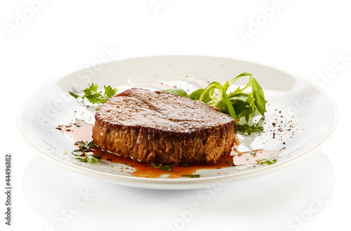 Photo: Grilled steak and vegetables Grilled steak and vegetables