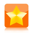 Golden star button isolated on white background