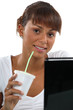 Woman drinking a smoothie
