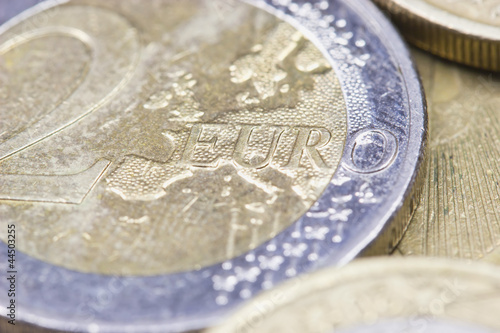 Photo: Euros coins. Euros coins.