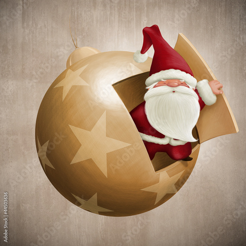 Illustration: Santa Claus inside the decorative ball Santa Claus inside the decorative ball