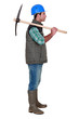 Construction working holding a pickaxe