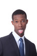 Black man with pierced tongue