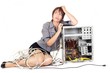 Photo: worried woman with computer worried woman with computer