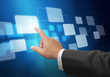 hand pushing on a touch screen