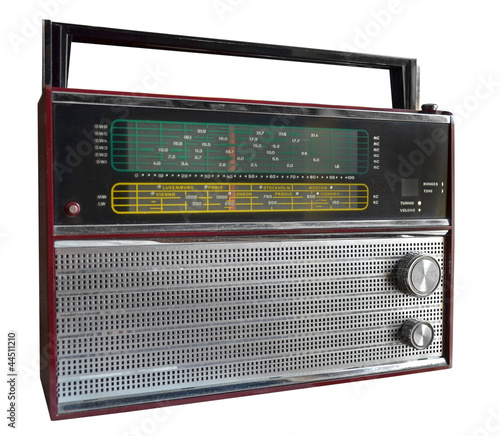 Photo: Vintage radio isolated on white Vintage radio isolated on white