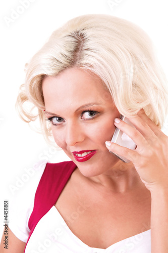 Photo: Frau flirtet am Telefon Frau flirtet am Telefon