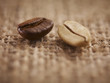 Close up of light and dark coffee beans