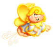 Whimsical Cartoon Angel Holding Harp