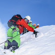 steiler Aufstieg im Schnee
