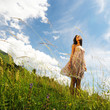 Woman in a flowers field