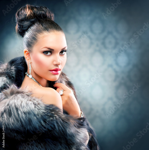 Photo: Beautiful Woman in Luxury Fur Coat Beautiful Woman in Luxury Fur Coat