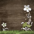 paper flowers on wooden board background
