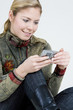 portrait of woman with mobile phone