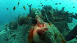 Anchor chain of shipwreck the SS Thistlegorm. Red Sea.
