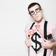 Nerdy Male Superhero Leading A Business To Success