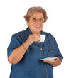 Smiling Grandmother with espresso