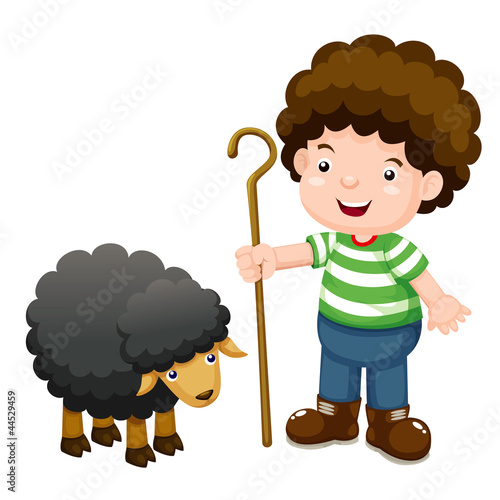 Vector: Little shepherd and black sheep Little shepherd and black sheep