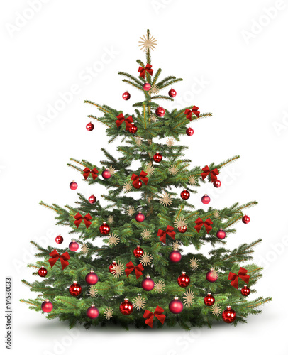Photo: Weihnachtsbaum mit Rotem Christbaumschmuck Weihnachtsbaum mit Rotem Christbaumschmuck