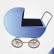 isolated blue baby-carriage perspective clip art