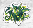 The word Shire in street graffiti style over gray background