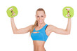 sporty young woman with weights