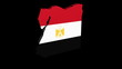 Egypt map flag rotating on black animation