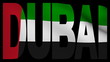 Dubai text with fluttering flag animation