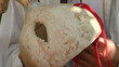 The art of making totemic masks.Making a gourd mask .