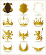 Collection heraldic gold elements. Vector