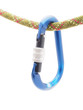 climbing rope and a carabiner on a white background