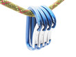 climbing rope and a carabiner on a white background