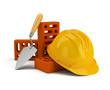helmet with bricks and trowel