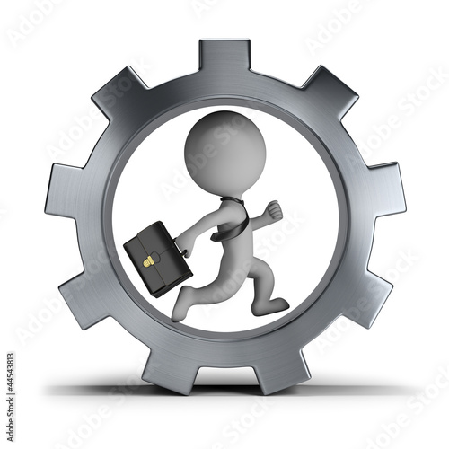 Illustration: 3d small people - businessman in the gear wheel 3d small people - businessman in the gear wheel