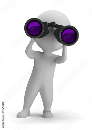 Illustration: 3d small people - looking through binoculars 3d small people - looking through binoculars
