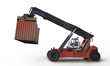 Crane lifting up container isolate on white