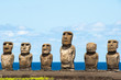 Moais in Ahu Tongariki, Easter island, Chile