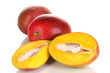 Ripe appetizing mango isolated on white