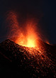 Volcano  crater with lava eruption