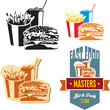 Fast food. Cola, hamburger and fries.