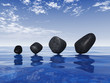 Illustration: Black stones on blue water 2 Black stones on blue water 2