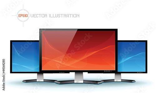 Vektor: Flat lcd tv monitor, detailed vector Flat lcd tv monitor, detailed vector