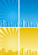Vector: Sunbeam skyscrapers silhouette background Sunbeam skyscrapers silhouette background
