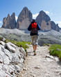 Tourist on  hike, Tre Cime di Lavaredo  - Dolomite - Italy
